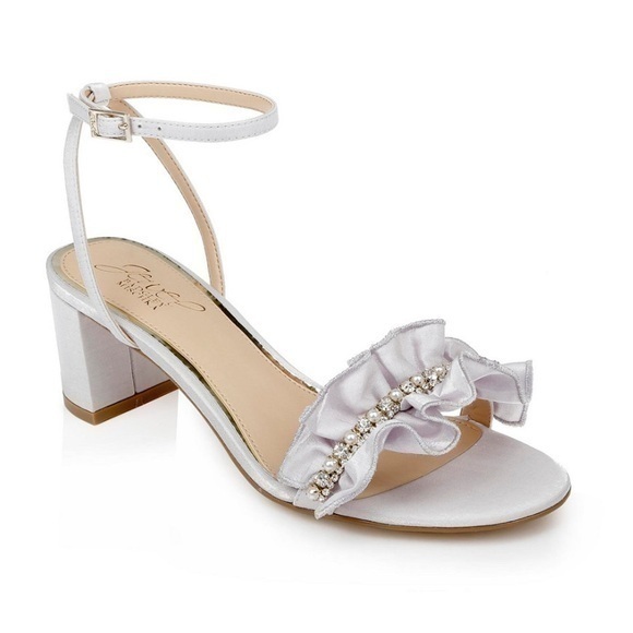 Jewel Badgley Mischka Lilac Desirie Ruffle Block Heel Sandal - Picture 1 of 8